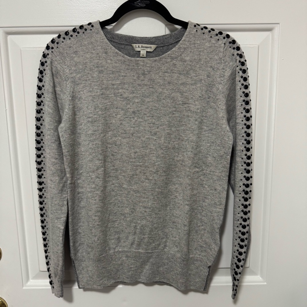 L.K Bennett TK Kelly Gray Wool Cashmere Sweater Size Small